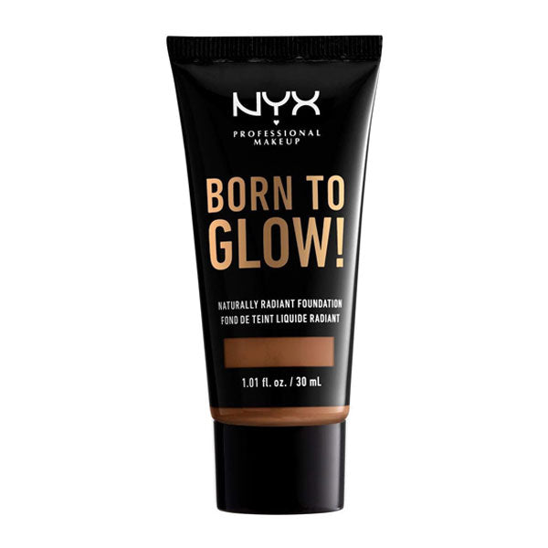 NYX Professional Makeup Born to Glow Radiant Foundation, Iridescent Finish, Buildable Medium Coverage, Vegan Formula, Shade: Cocoa
