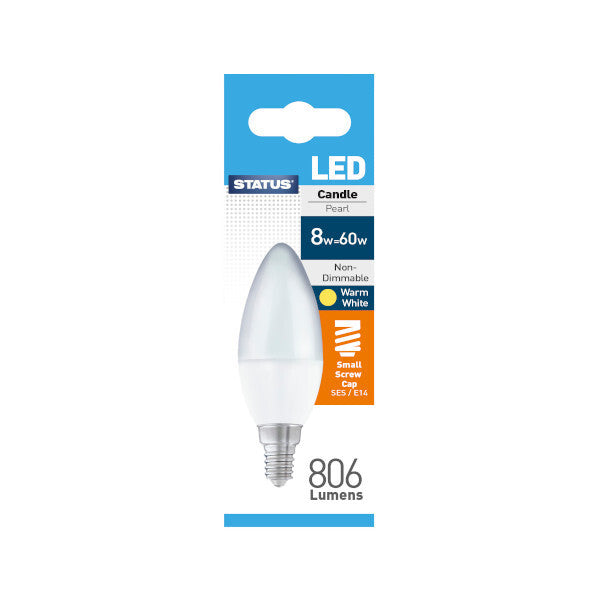 Status 8W=60W Led Candle Bulb SES 1 Pack
